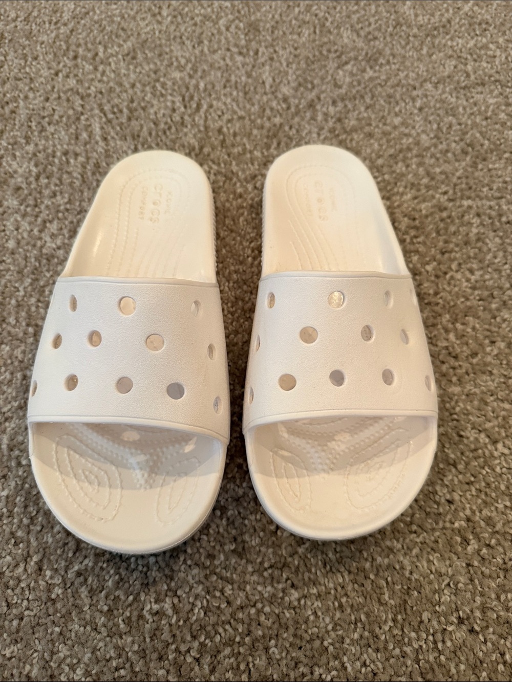 CROCS White Slide Sandals with Textured Outsoles
